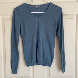 UNIQLO XS Blue V Neck Cotton-Cashmere Blend Sweater